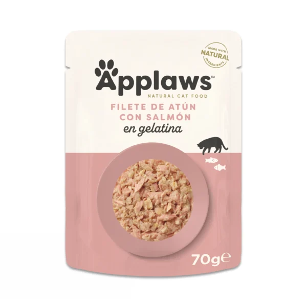 Applaws cat comida húmeda: filete de atún y salmón en gelatina 16x70g - alimento saludable para gatos