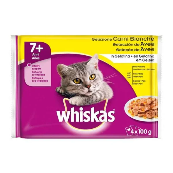 Whisku 7 selección aves 4x13x85g - comida húmeda saludable para gatos