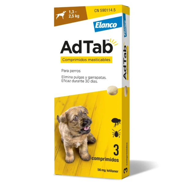 Adtab perro 56mg 1,3-2,5kg masticable 3cpd