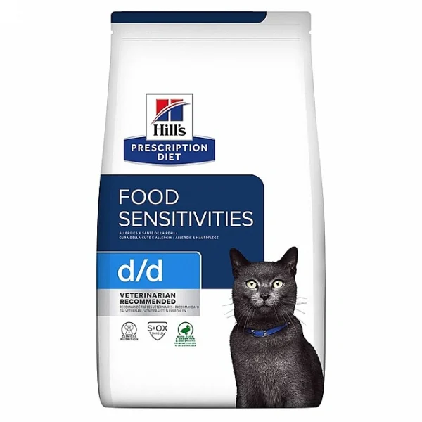 Comida para gatos hill’s hpd feline d/d pato y guisantes 1.5kg - nutrición especializada