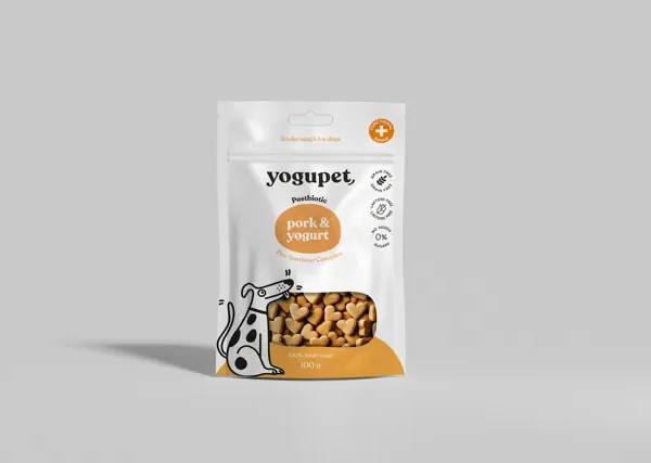 Yogupet snack semihúmedo para gatos de cerdo y yogur - alto en proteínas y vitaminas, sin gluten, ideal para cachorros y gatos mayores