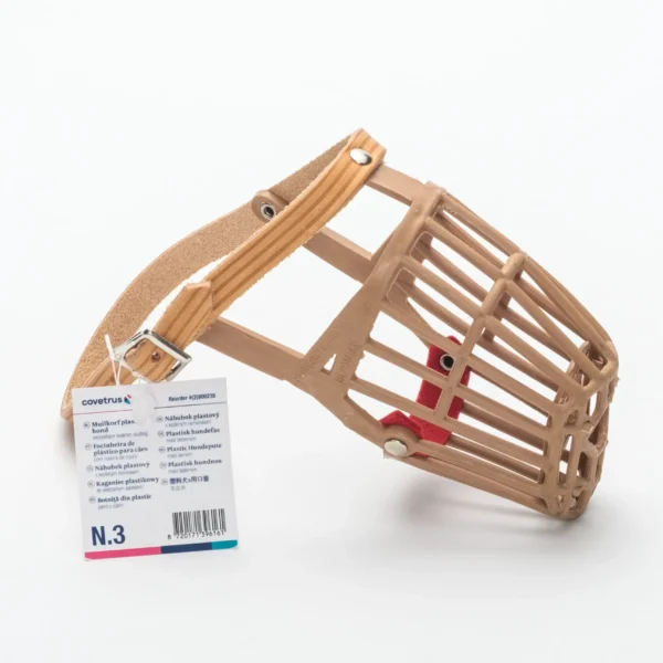 Bozal de plastico c/correa de cuero talla: 3 covetrus