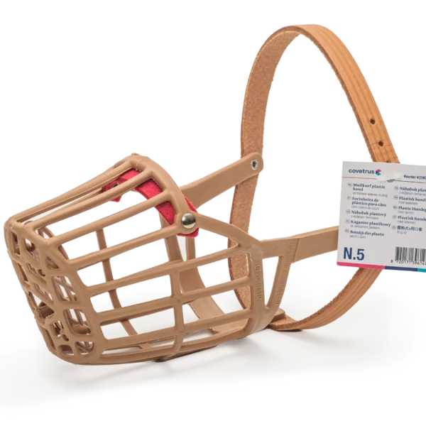 Bozal de plastico c/correa de cuero talla: 5 covetrus