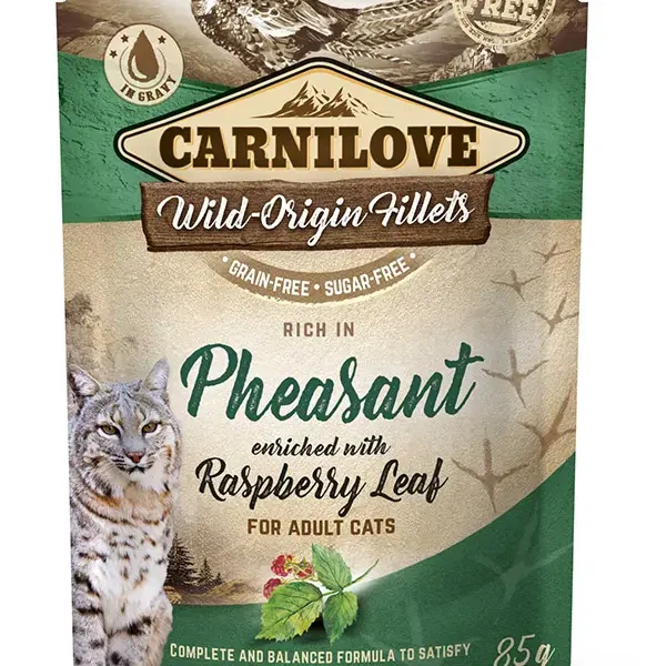 Comida húmeda saludable para gatos: carnilove cat pouch faisán 24x85 gramos