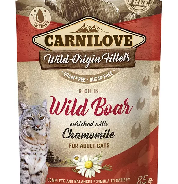 Comida húmeda para gatos carnilove jabali 24x85g - alimentación saludable