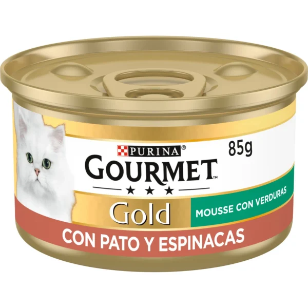 Comida húmeda para gatos gourmet gold mousse de pato y espinaca 24x85g - purina®