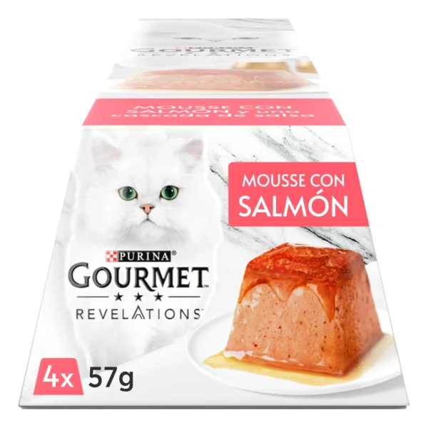 Purina gourmet revelations mousse de salmón para gatos - caja 6x4x57g de comida húmeda premium