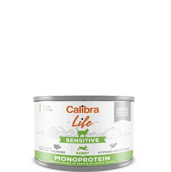 Calibra cat life lata sensitive conejo 6x200 gramos - comida húmeda saludable para gatos
