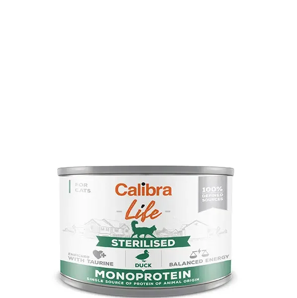 Calibra cat life lata sterilised pato 6x200 gramos - comida húmeda saludable para gatos esterilizados
