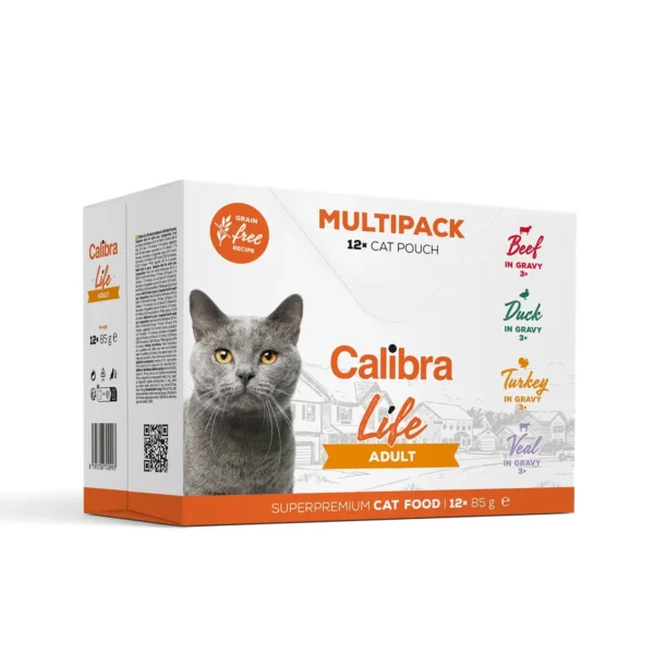 Calibra cat life pouch adult multipack 12x85g - comida húmeda saludable para gatos adultos