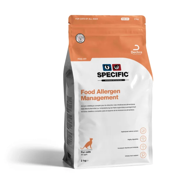 Alimento hipoalergénico para gatos adultos specific fdd-hy 2kg - manejo de alergias alimentarias