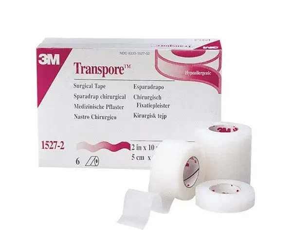 Esparadrapo transpore plastico 2,5cmx9,14m caja 12uds 3m
