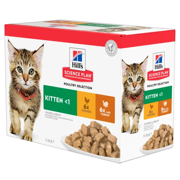 Comida premium para gatitos hill’s hsp feline pollo y pavo 12x85g – nutrición óptima