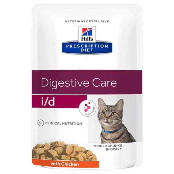 Comida para gatos hill’s hpd feline i/d pollo 12x85g: salud digestiva ideal