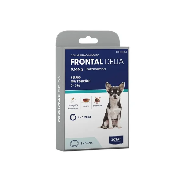 Collar antiparasitario frontal delta 35cm para perros - protección efectiva 1ud