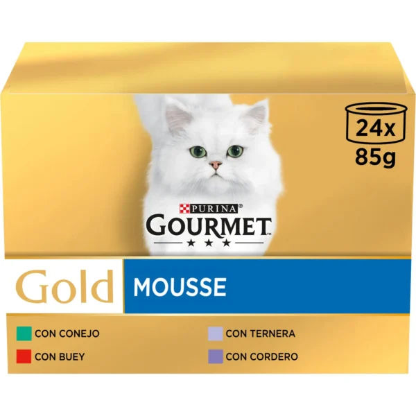 Gourmet gold multi mousse ternera 24x85g - comida húmeda premium para gatos adultos con control urinario y digestión saludable