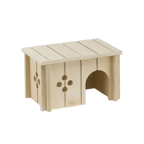 Caseta de madera ferplast para roedores 14.5×9.5×8.5 cm – refugio ecológico y seguro para jaulas