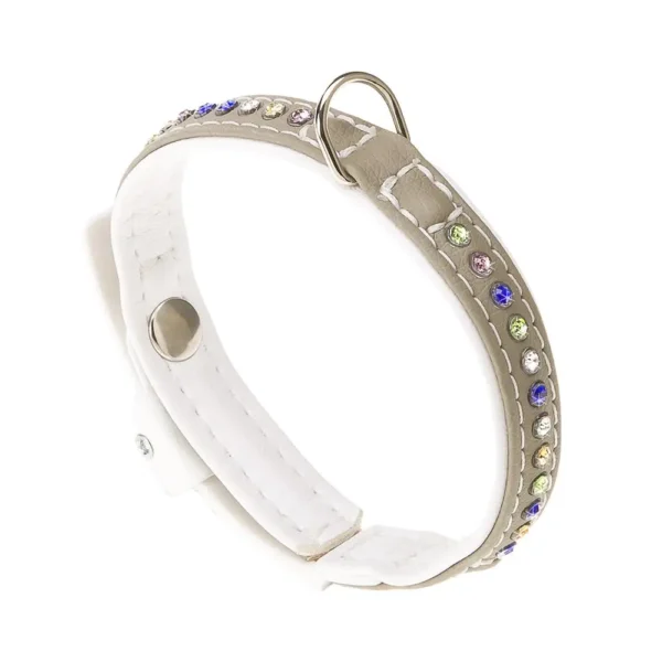 Collar de lujo ferplast lux c12 22 en gris y blanco para mascotas