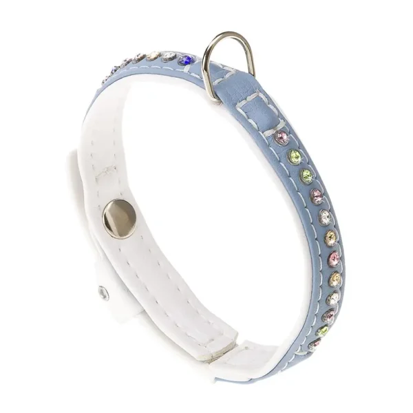 Collar de lujo ferplast lux c15 28 en blanco y turquesa para mascotas