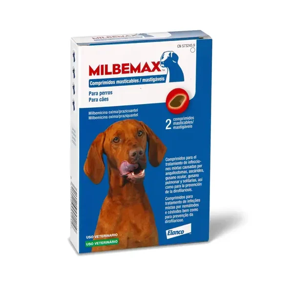 Milbemax masticable perro grande 5-25kg 2 comprimidos