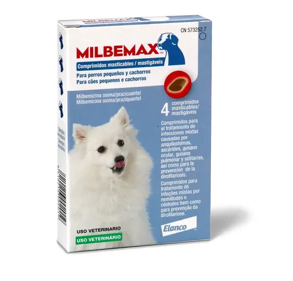 Milbemax masticable perro pequeño 1-5kg 4 comprimidos