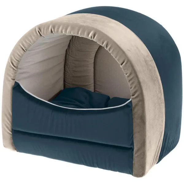 Ferplast casa terciopelo perro gato majesty 20 azul beige