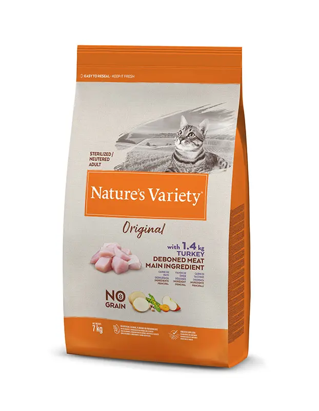 imagenes_producto2F82F8410650271781.webp Nature’s v original feline adult steril pavo 7kg - alimento seco saludable para gatos esterilizados