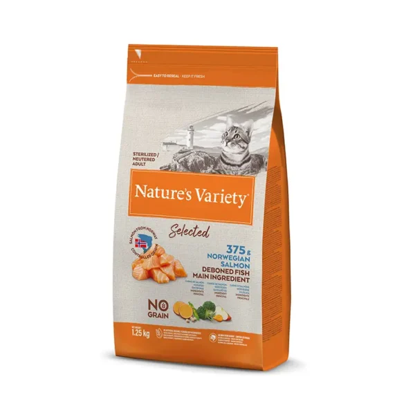 Nature’s v select sterilized feline adult salmon 1.25k - healthy dry cat food for sterilized cats