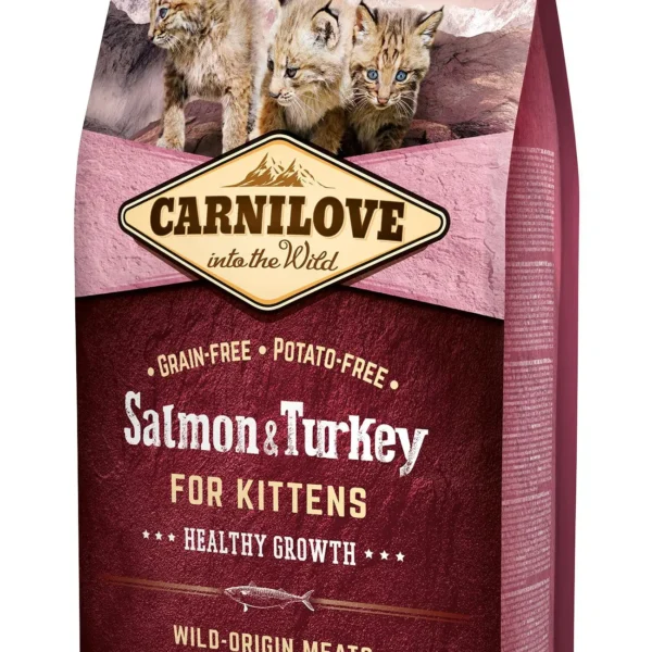 Pienso seco saludable para gatitos - carnilove feline kitten salmón y pavo 6kg