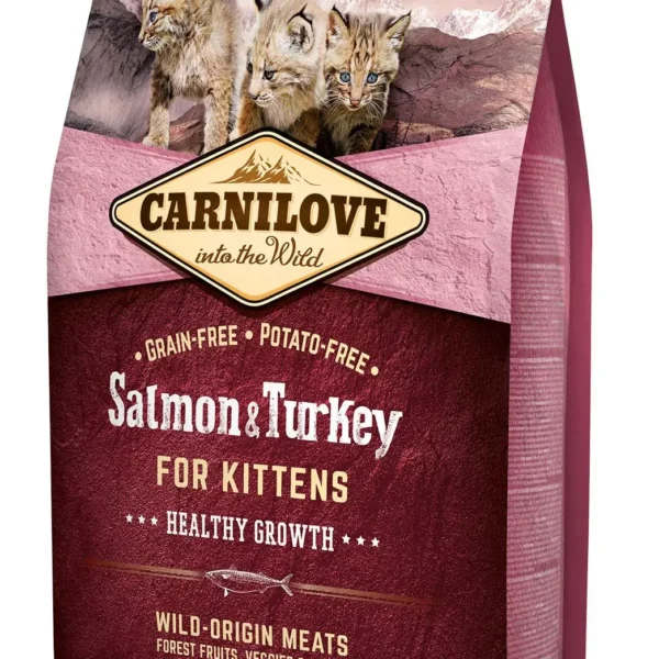 Pienso seco saludable para gatitos: carnilove feline kitten salmón y pavo 2kg