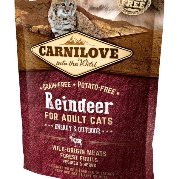 Carnilove feline adult reno energy outdoor 400g - alimento seco saludable para gatos activos