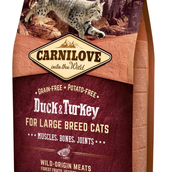 Carnilove feline adult large pato y pavo 2kg - alimento seco saludable para gatos adultos grandes