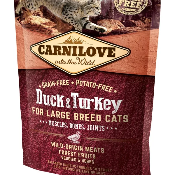 Carnilove feline adult large pato y pavo 400g - alimento seco saludable para gatos