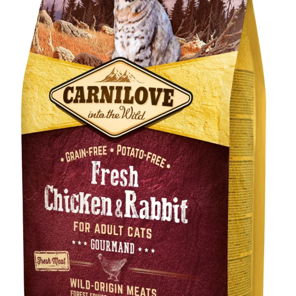 Carnilove feline adult fresh pollo y conejo 2kg - alimento seco saludable para gatos adultos