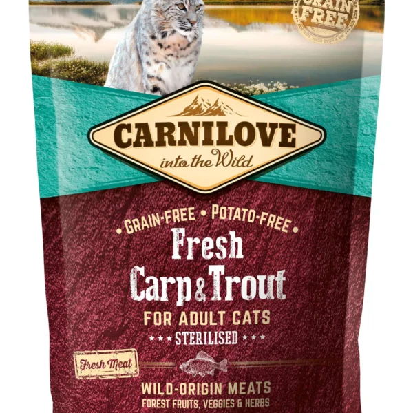 Carnilove feline adult sterilised fresh carpa y trucha 400g - alimento seco saludable para gatos esterilizados