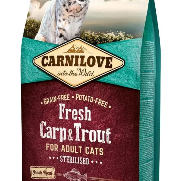 Carnilove feline adult sterilised fresh carp & trout 6kg - premium dry cat food for healthy neutered cats