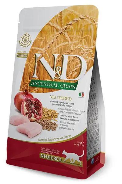 Farmina nd ancestral neutered cat food pollo 1.5kg - low grain, high protein for sterilized cats