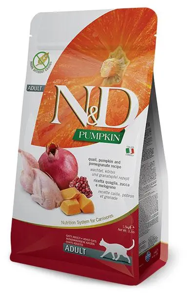 Farmina n&d cat pumpkin quail 1.5kg - grain-free adult cat food with antioxidants