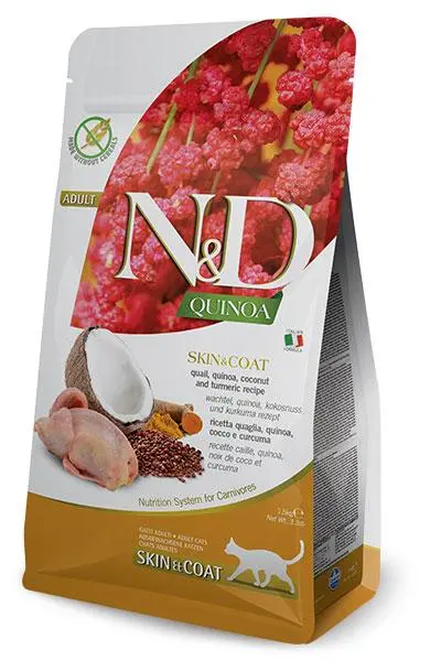 Farmina nd quinoa skin & coat cat food with quail 1.5kg - for sensitive skin & healthy fur