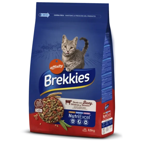 Brekkies excel feline adulto buey 3.5kg - alimento seco saludable para gatos