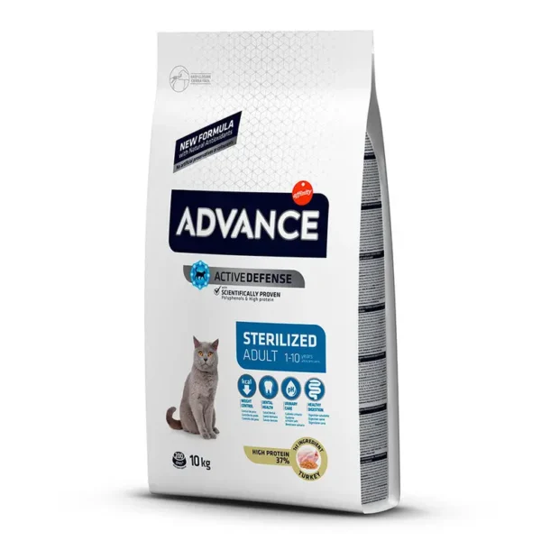 Advance feline adult sterilized pavo 10kg - alimento seco saludable para gatos esterilizados