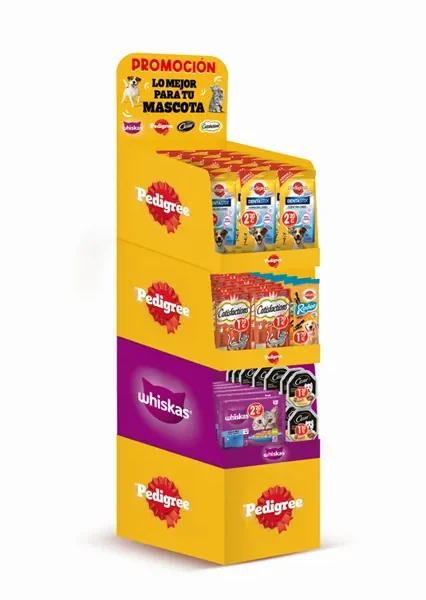 Mars expositor pet impulso 2024: snacks saludables para gatos y perros con cesar, rodeo, whisku, catisfactions y dentutix