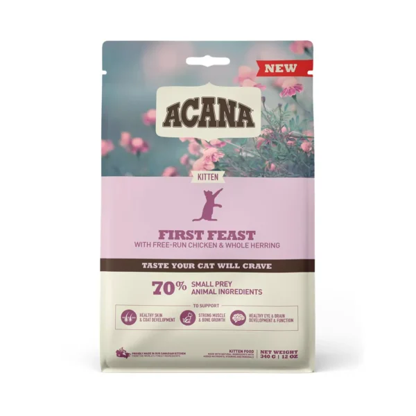 Acana feline kitten first feut 1.8kg - alimento seco premium para gatitos con pollo de corral y arenque
