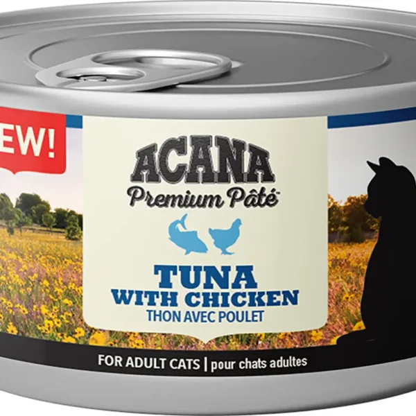 Acana feline premium paté de atún y pollo 24x85g - comida húmeda saludable para gatos