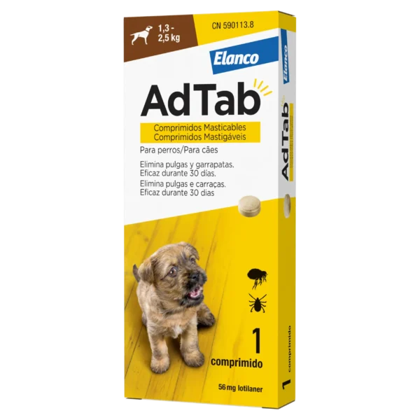 Adtab perro 56mg 1,3-2,5kg masticable 1cpd