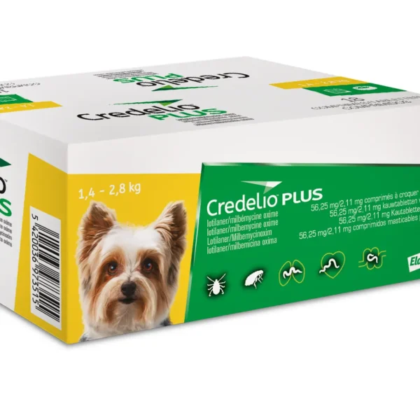 CREDELIO PLUS PERRO 56MG 1,3-2,5KG 18 Comprimidos – Antiparasitario Oral de Amplio Espectro, Pulgas, Garrapatas y Parásitos Internos
