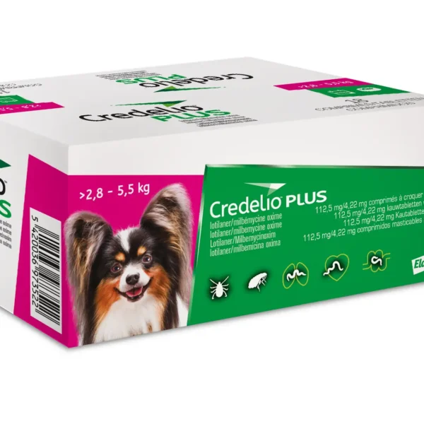 CREDELIO PLUS PERRO 112MG 2,5-5,5KG 18 Comprimidos – Antiparasitario Oral de Amplio Espectro, Pulgas, Garrapatas y Parásitos Internos