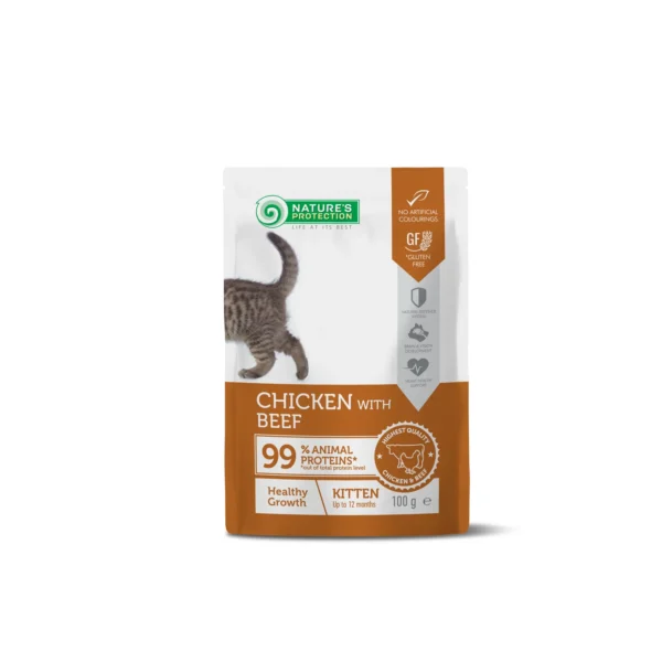 Nature’s p detox cat kitten wet food - chicken & beef pouch 100g