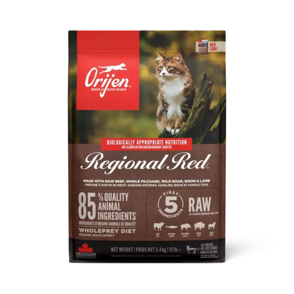 Orijen feline regional red 5.4kg - alimento natural para gatos con carne fresca y cruda de res, jabalí y bisonte