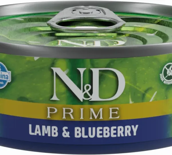 Farmina nd cat prime cordero y arándano - comida húmeda saludable para gatos, caja de 30x70g